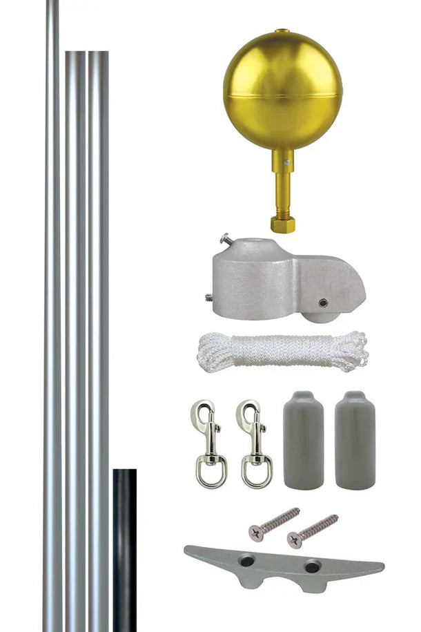 20’ Commercial-Grade Aluminum Flagpole 3-Section | Made in USA, UPS Shippable