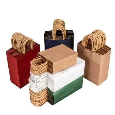 10PCS Colorful Kraft Paper Gift Bags – Handheld Candy & Party Favor Bags for Wedding, Birthday & Party Decorations