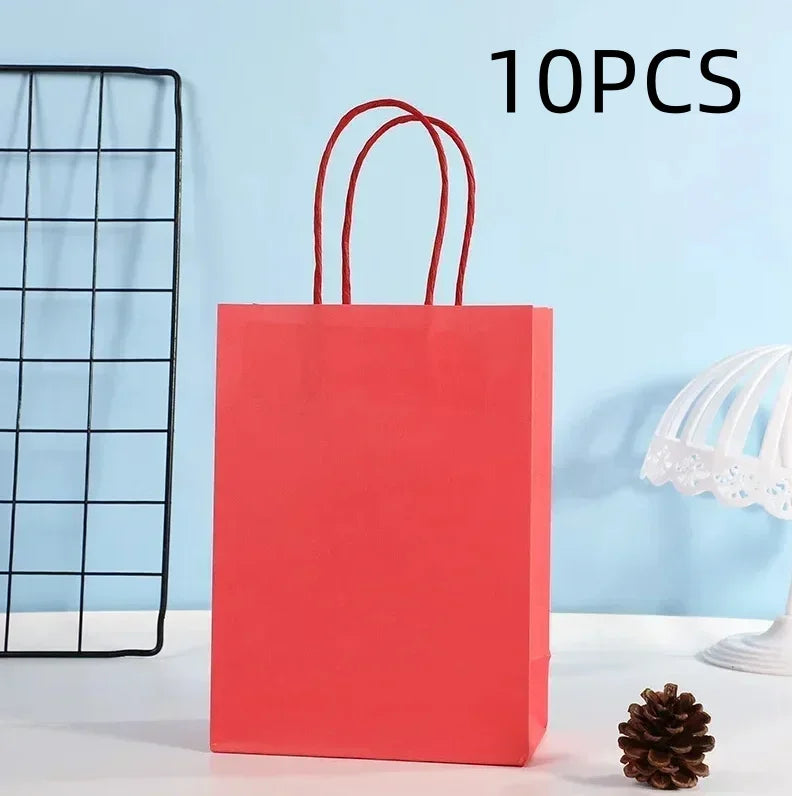 10PCS Colorful Kraft Paper Gift Bags – Handheld Candy & Party Favor Bags for Wedding, Birthday & Party Decorations
