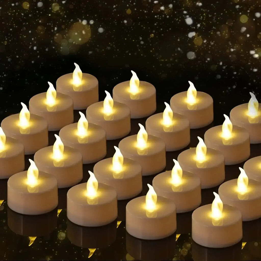 Candlium 12 Pack Warm Yellow LED Flameless Tea Light Candles 200+ Hours Battery Powered Perfect For Wedding Anniversary Decor