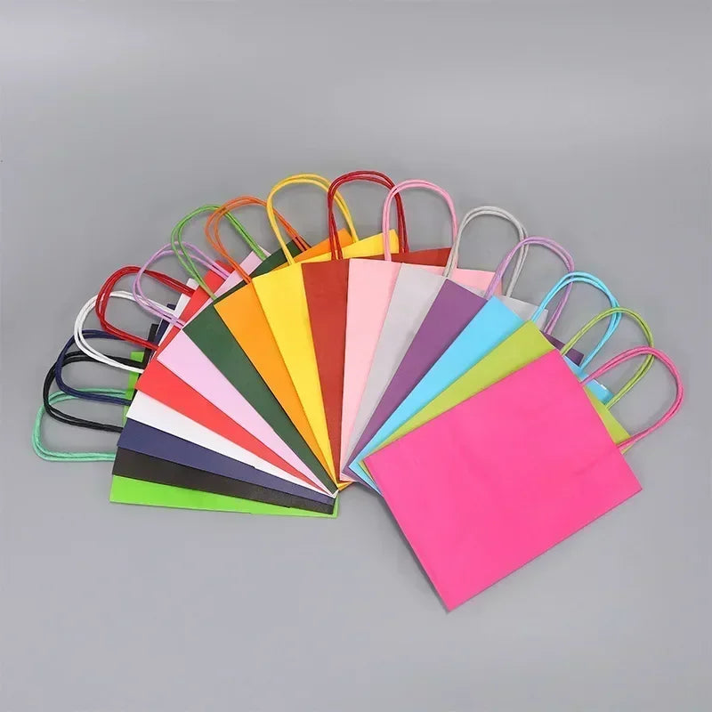 10PCS Colorful Kraft Paper Gift Bags – Handheld Candy & Party Favor Bags for Wedding, Birthday & Party Decorations