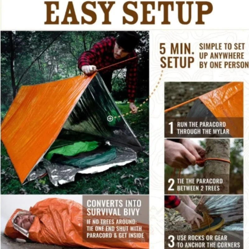2 Person Emergency Tent Casa De Waterproof Camping Travel Pergola Family Campaign House Tourist Tents Cool Gear Equipment Coat