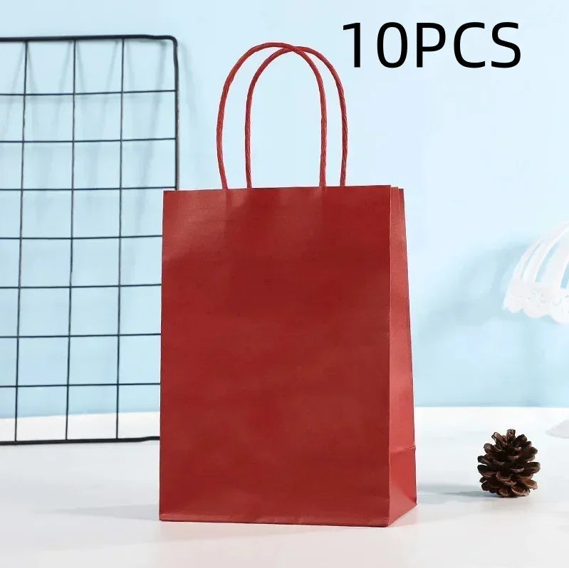 10PCS Colorful Kraft Paper Gift Bags – Handheld Candy & Party Favor Bags for Wedding, Birthday & Party Decorations