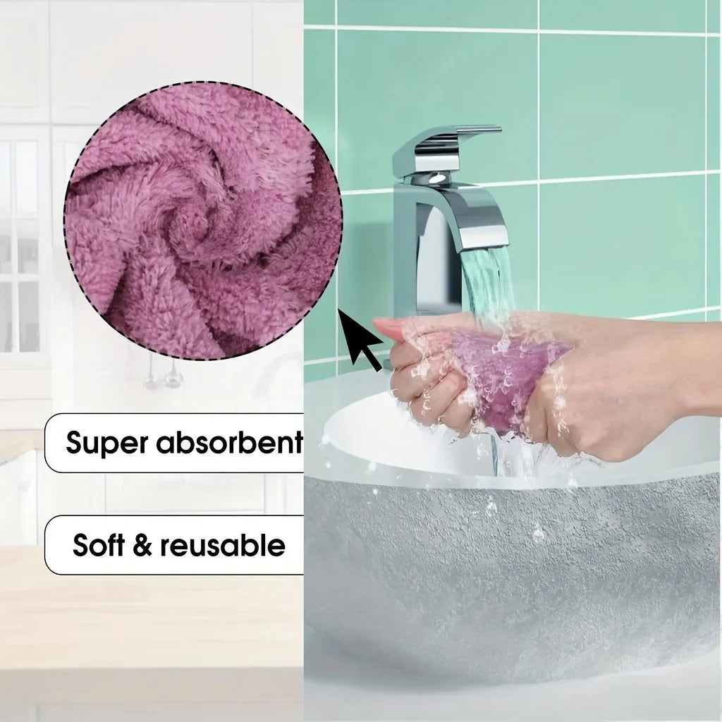 10pcs Microfiber Dish Cloths Multi Purpose Dishwashing Towels For Tableware Double Sided Cleaning Rags Kitchen Accessories
