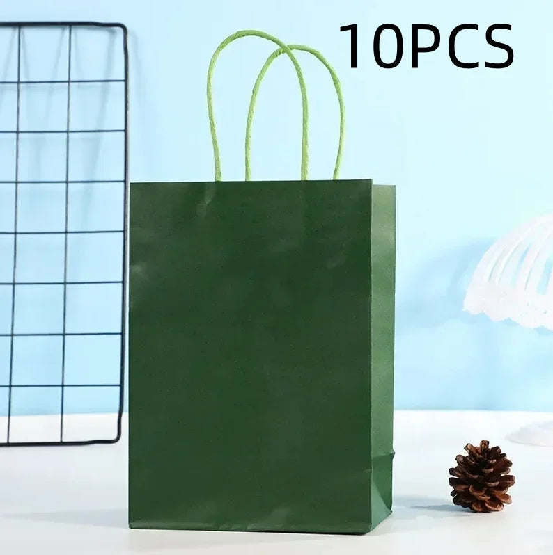 10PCS Colorful Kraft Paper Gift Bags – Handheld Candy & Party Favor Bags for Wedding, Birthday & Party Decorations