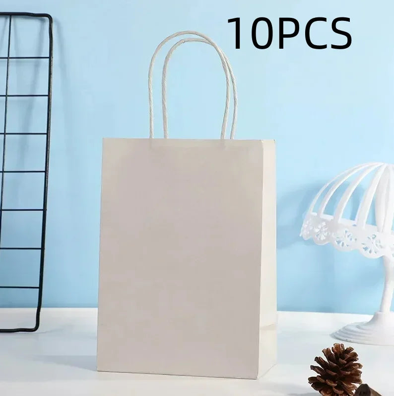 10PCS Colorful Kraft Paper Gift Bags – Handheld Candy & Party Favor Bags for Wedding, Birthday & Party Decorations