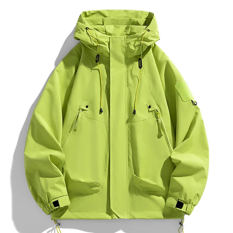 Men’s Waterproof Windbreaker Hooded Jacket – Lightweight Zipper Softshell Bomber for Hiking, Camping & Everyday Wear