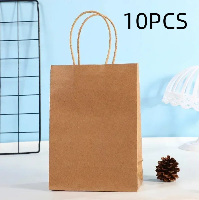 10PCS Colorful Kraft Paper Gift Bags – Handheld Candy & Party Favor Bags for Wedding, Birthday & Party Decorations